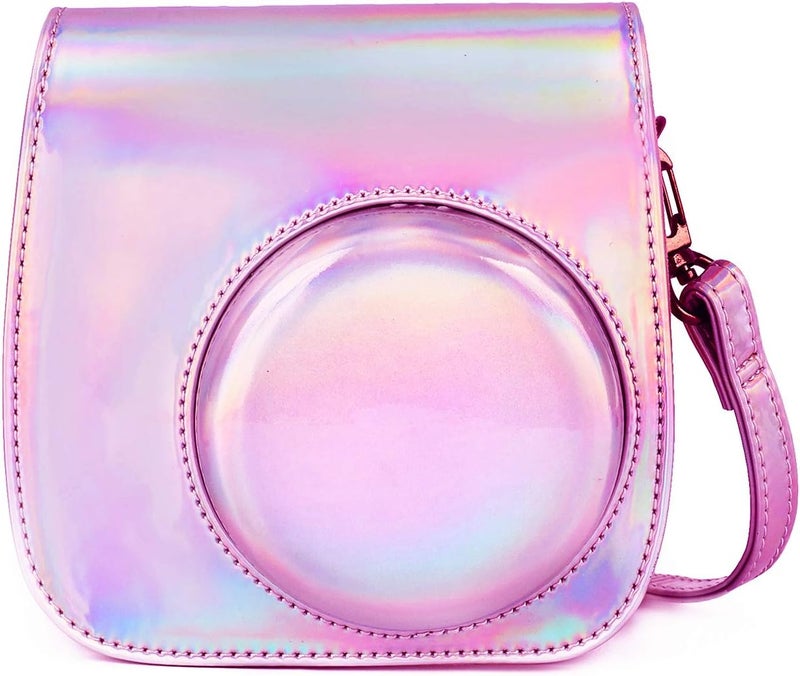 Phetium Instant mini 12 Camera Protective Case Compatible with Instax Mini 12 11,PU Leather Bag with Pocket and Adjustable Shoulder Strap (Magic Pink) - Image 1